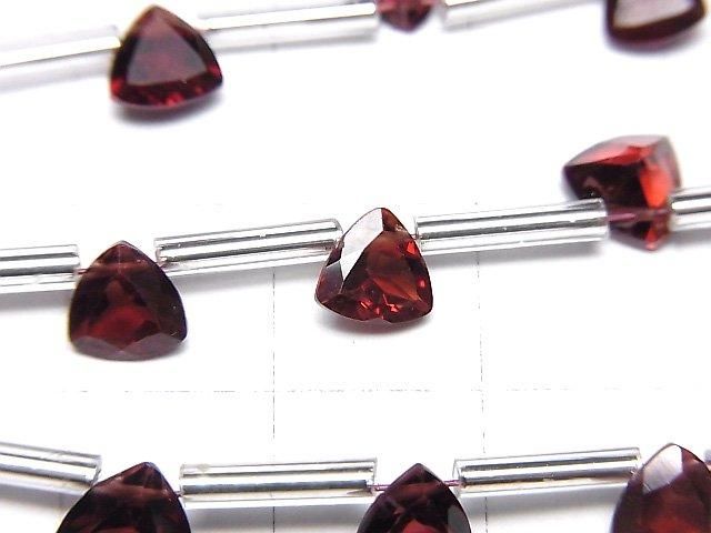 【動画】宝石質モザンビーク産ガーネットAAA トライアングル ファセットカット6×6mm 1連(8粒) サムネイル2