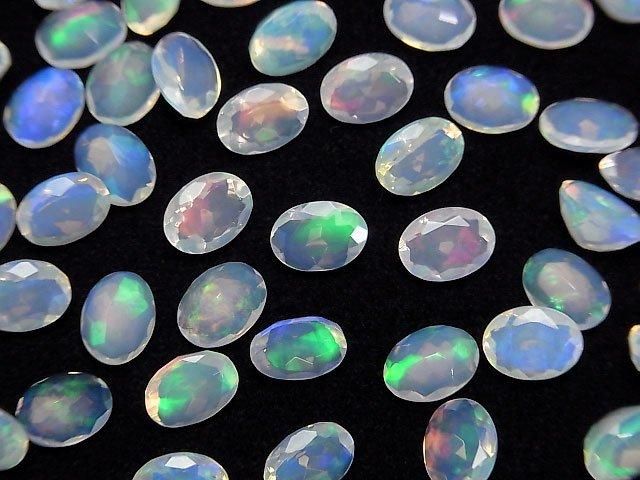 【動画】宝石質エチオピア産オパールAAA オーバルファセットカット8×6mm 5粒 サムネイル3