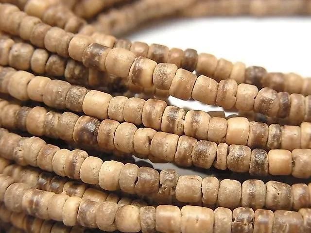 ココナッツ ロンデル4×4×2mm ベージュ×ブラウン 1連(約38cm)の画像