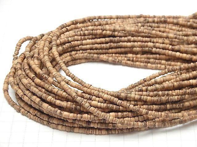 ココナッツ ロンデル4×4×2mm ベージュ×ブラウン 1連(約38cm) サムネイル4