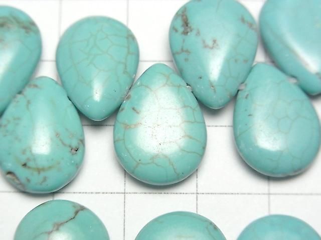 【動画】マグネサイトターコイズ ペアシェイプ18×13mm 1連(約28cm) サムネイル2