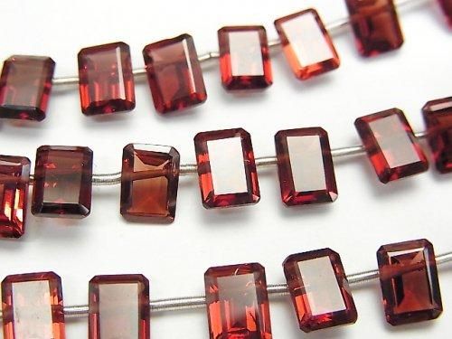 【動画】宝石質モザンビーク産ガーネットAAA レクタングルファセットカット7×5×3mm 半連/1連(28粒)の画像