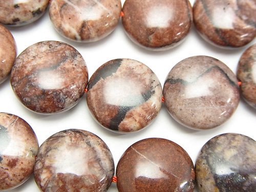 レッドピクチャージャスパー コイン15×15×7mm 1連（約36cm）｜天然石