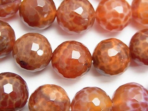 ファイヤーアゲート 128面ラウンドカット14mm 半連/1連(約36cm)の画像