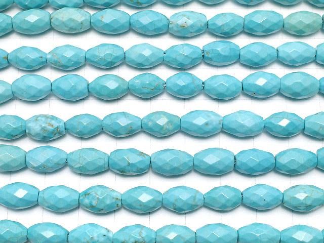 【動画】マグネサイトターコイズ ライスカット12×7×7mm ブルー系 1連(約37cm) サムネイル3