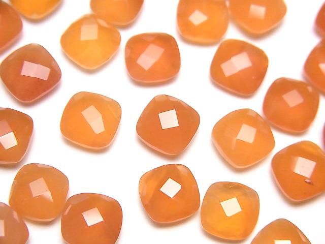 【動画】宝石質カーネリアンAAA ルース スクエアクッションカット8×8mm 5粒の画像
