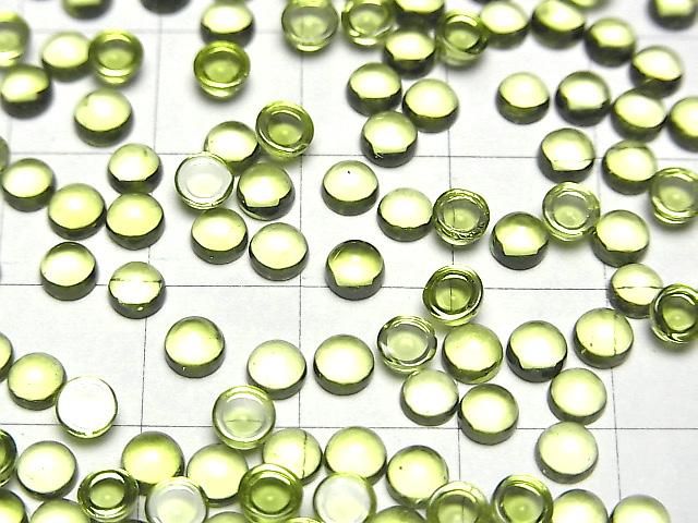 【動画】宝石質ペリドットAAA ラウンド カボション4×4mm 10個 サムネイル3
