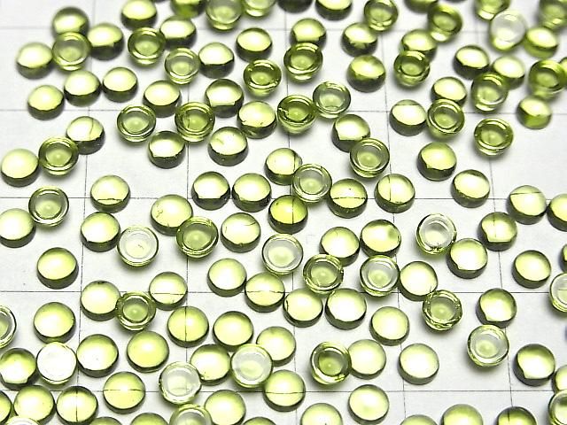 【動画】宝石質ペリドットAAA ラウンド カボション4×4mm 10個 サムネイル4
