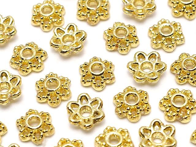 メタルパーツ ビーズキャップ4×4×1.5mm ゴールドカラー 10個の画像
