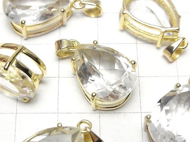 【動画】宝石質クリスタルAAA ペアシェイプ ファセットカット18×13mm ペンダントトップ 18KGP製 1個 サムネイル2
