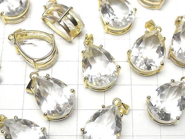 【動画】宝石質クリスタルAAA ペアシェイプ ファセットカット18×13mm ペンダントトップ 18KGP製 1個 サムネイル3