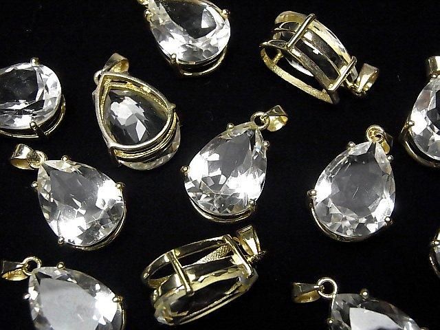 【動画】宝石質クリスタルAAA ペアシェイプ ファセットカット18×13mm ペンダントトップ 18KGP製 1個 サムネイル4