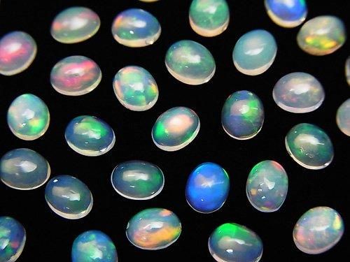 【動画】宝石質エチオピア産オパールAAA オーバル カボション5×4mm 10個の画像