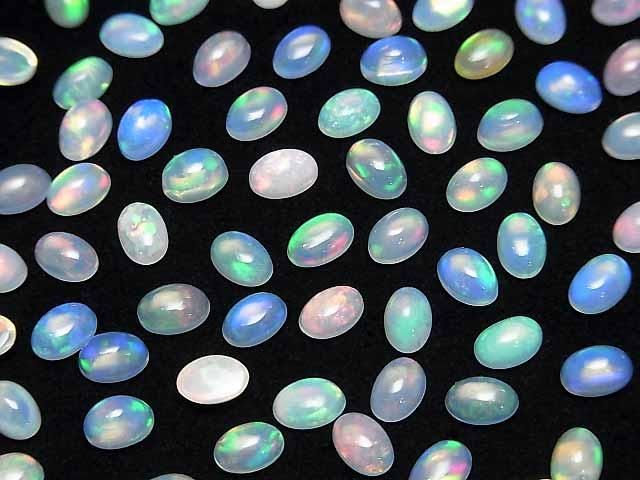 【動画】宝石質エチオピア産オパールAAA オーバル カボション6×4mm 10個 サムネイル3