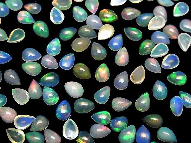 【動画】宝石質エチオピア産オパールAAA ペアシェイプ カボション7×5mm 3個 サムネイル4