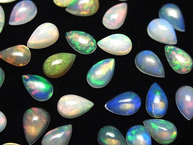 【動画】宝石質エチオピア産オパールAAA ペアシェイプ カボション8×5mm 3個の画像