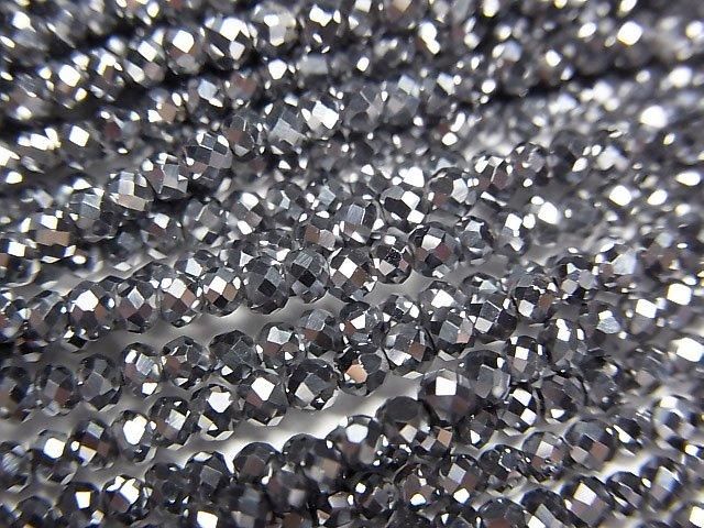【動画】【素晴らしい輝き】高純度テラヘルツ鉱石 ボタンカット2×2×1.5mm 1連(約37cm)の画像