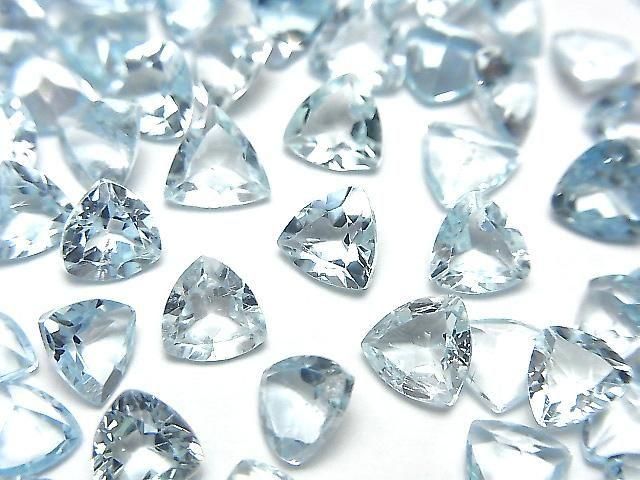 【動画】宝石質スカイブルートパーズAAA ルース トライアングルファセットカット6×6mm 5粒の画像
