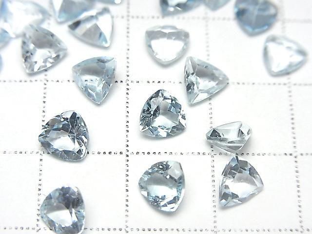 【動画】宝石質スカイブルートパーズAAA ルース トライアングルファセットカット6×6mm 5粒 サムネイル2