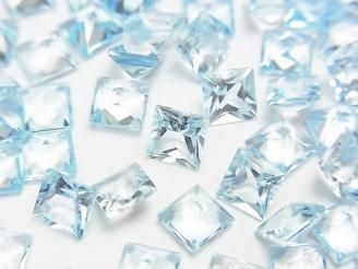 【動画】宝石質スカイブルートパーズAAA ルース プリンセスカット5×5mm 5粒