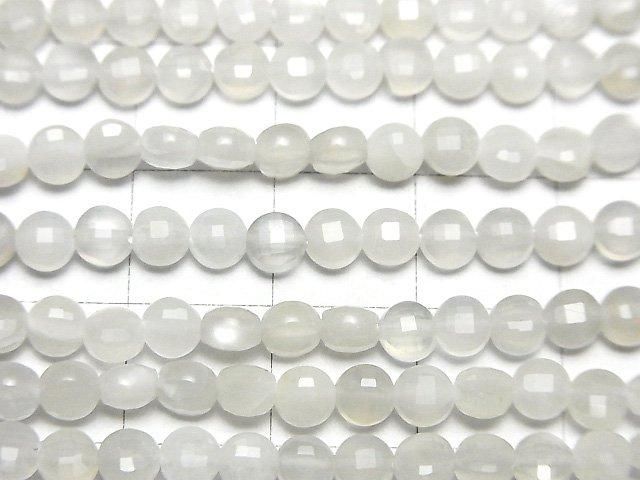 【動画】【素晴らしい輝き】ホワイトムーンストーンAAA- コインカット4×4×3mm 1連(約35cm) サムネイル2