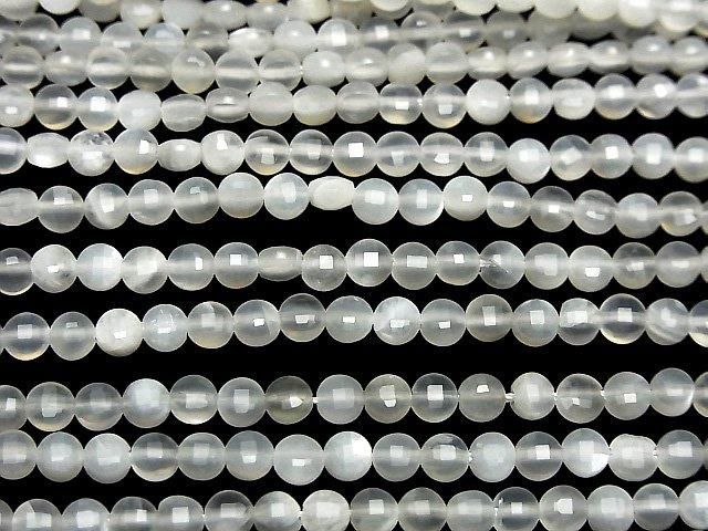 【動画】【素晴らしい輝き】ホワイトムーンストーンAAA- コインカット4×4×3mm 1連(約35cm) サムネイル3