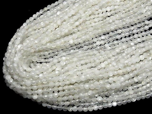 【動画】【素晴らしい輝き】ホワイトムーンストーンAAA- コインカット4×4×3mm 1連(約35cm) サムネイル4