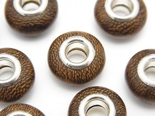 ウッドビーズ 大粒ロンデル14mm 【5mm穴】 5個の画像