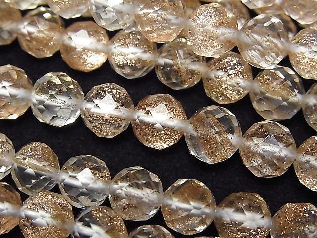 【動画】【素晴らしい輝き】ブロンズシャインクリスタル 64面ラウンドカット8mm 半連/1連(約36cm)の画像