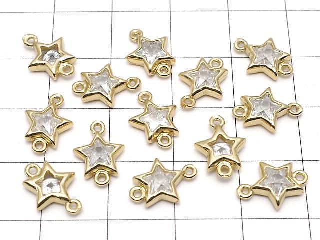 メタルパーツ スター(星) 両カンチャーム ゴールドカラー(CZ付) 5個 サムネイル4