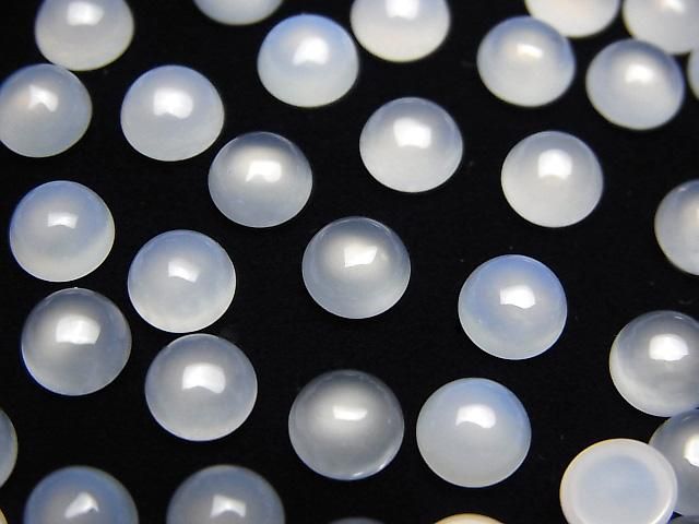 【動画】ホワイトカルセドニーAAA ラウンド カボション6×6mm 5個の画像