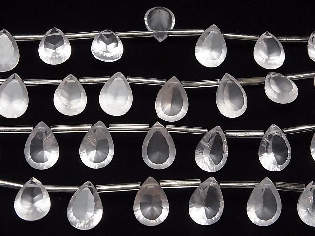 【動画】宝石質マダガスカル産ローズクォーツAAA ペアシェイプ コンケーブカット14×10mm 半連/1連(8粒) サムネイル3