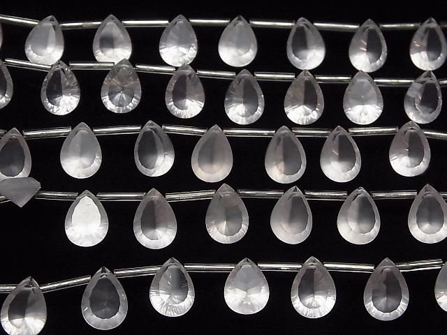 【動画】宝石質マダガスカル産ローズクォーツAAA ペアシェイプ コンケーブカット14×10mm 半連/1連(8粒) サムネイル4