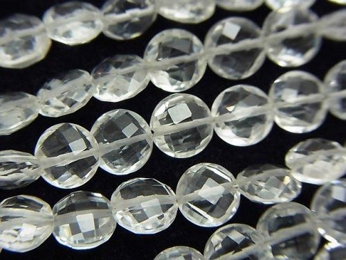 【動画】宝石質ホワイトトパーズAAA コインカット6×6×3mm 半連/1連(約16cm)の画像