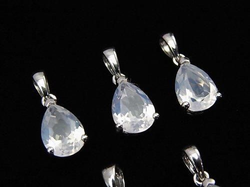 宝石質スコロライトAAA ペアシェイプファセットカット ペンダントトップ9×6mm SILVER925製の画像