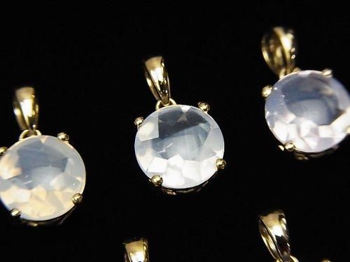 【動画】宝石質スコロライトAAA ラウンドファセットカット8×8mm ペンダントトップ 18KGP製の画像