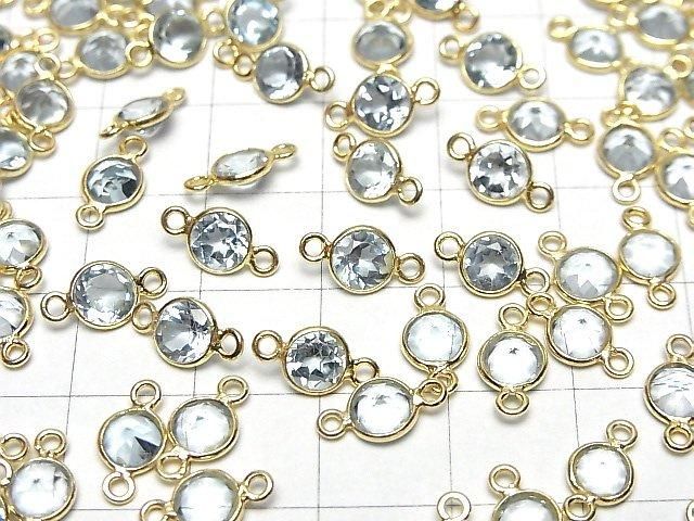 【動画】宝石質スカイブルートパーズAAA 枠留めラウンドファセットカット6×6mm 【両カン】 18KGP 5個 サムネイル4