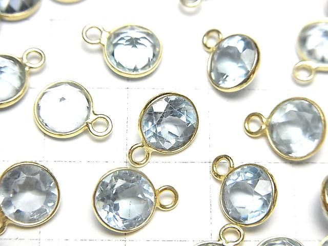 【動画】宝石質スカイブルートパーズAAA 枠留めラウンドファセットカット8×8mm 18KGP 3個 サムネイル2