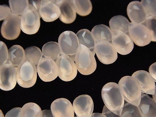 宝石質ピンクカルセドニーAAA ペアシェイプ ファセットカット8×5×3mm 1/4連~1連(約17cm)の画像