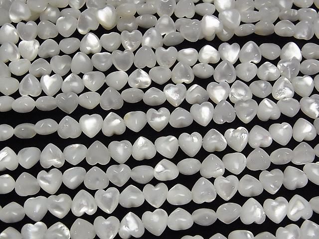 【動画】ホワイトシェル(白蝶貝)AAA 横穴ハート6×6×3mm 1/4連~1連(約38cm) サムネイル3