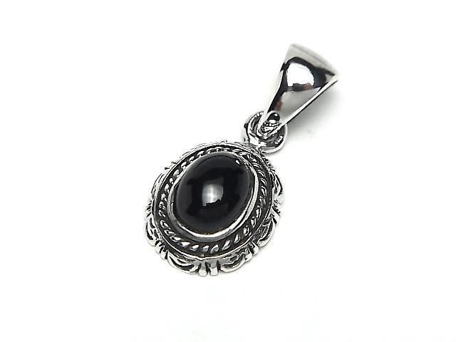 オーバルペンダントトップ オニキス オーバル型ペンダントトップ18×12×5.5mm Silver925製 1
