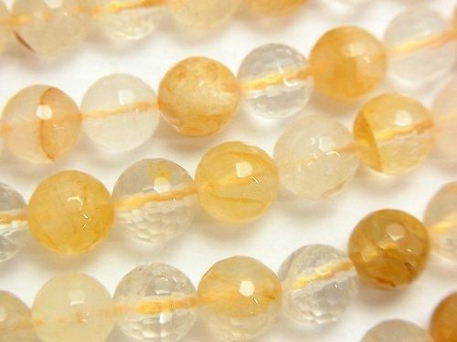 イエローヘマタイトクォーツ 128面ラウンドカット8mm 半連/1連(約38cm)の画像