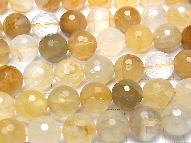 【動画】イエローヘマタイトクォーツ 128面ラウンドカット16mm 半連/1連(約35cm) サムネイル3