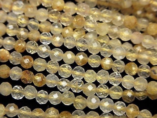 【動画】【素晴らしい輝き】ルチルクォーツAA++ ラウンドカット3mm 1連(約36cm)の画像