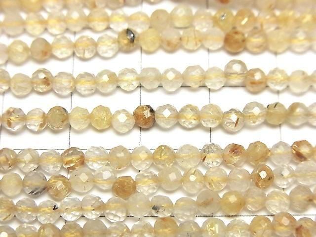 【動画】【素晴らしい輝き】ルチルクォーツAA++ ラウンドカット3mm 1連(約36cm) サムネイル2