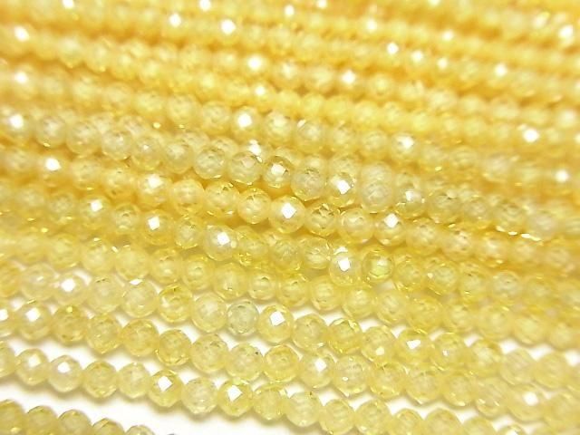 【動画】【素晴らしい輝き】キュービックジルコニアAAA 極小ラウンドカット2mm 【イエロー】 1連(約36cm)の画像
