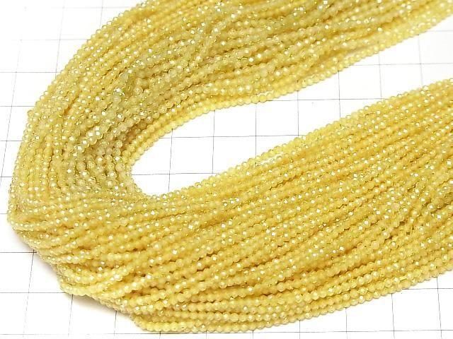 【動画】【素晴らしい輝き】キュービックジルコニアAAA 極小ラウンドカット2mm 【イエロー】 1連(約36cm) サムネイル4
