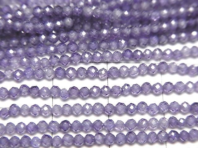 【動画】【素晴らしい輝き】キュービックジルコニアAAA 極小ラウンドカット2mm 【パープル】 1連(約35cm) サムネイル2