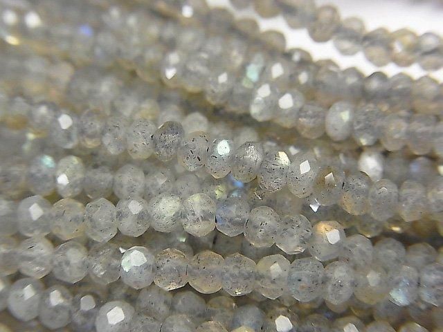 【動画】【素晴らしい輝き】ラブラドライトAAA- ボタンカット 半連/1連(約38cm)の画像