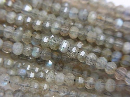 【素晴らしい輝き】ラブラドライトAA++ ミラーボタンカット 半連/1連(約38cm)の画像